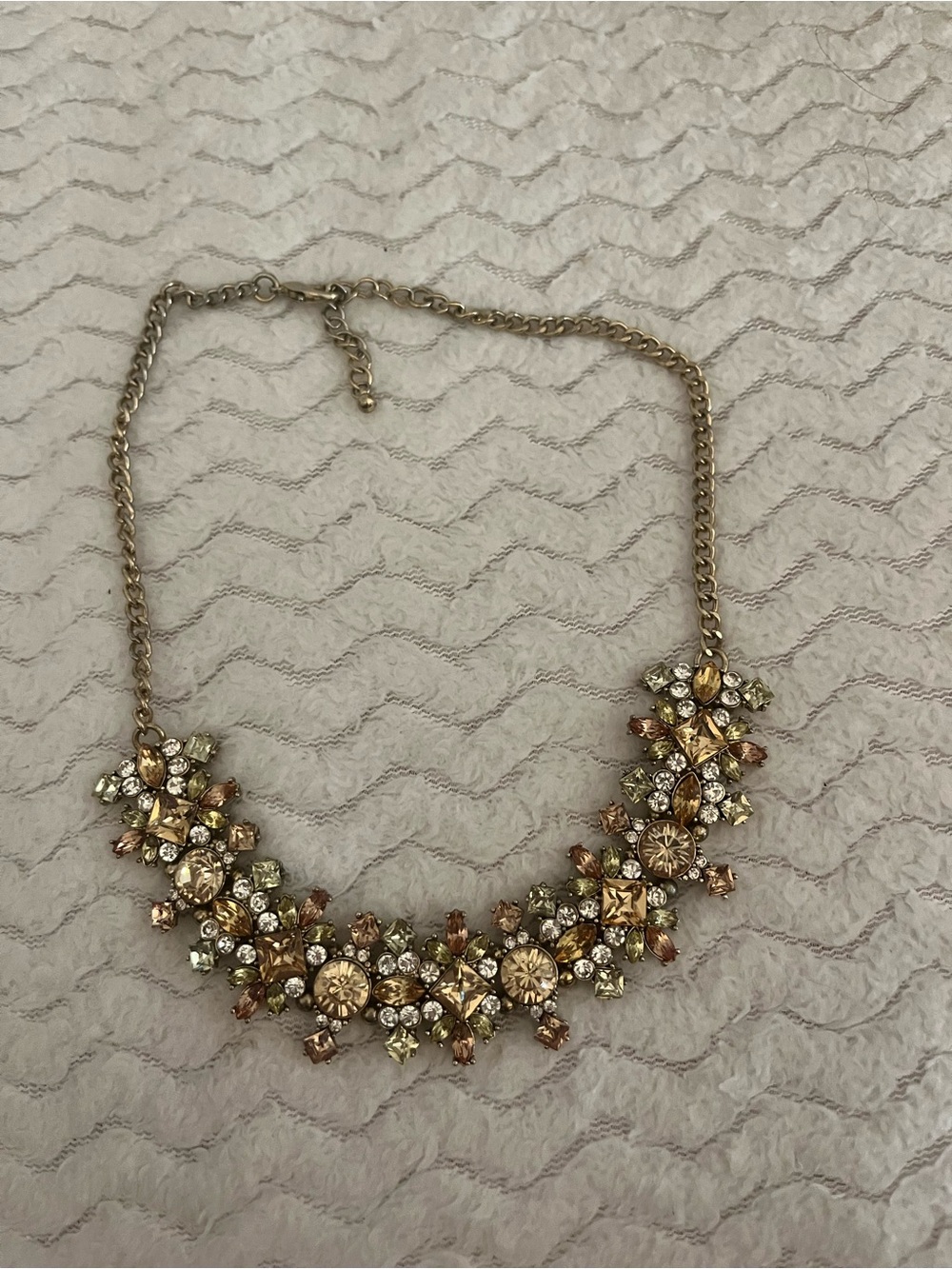 Vintage Gold Tone Multi-Color Crystal Statement Necklace